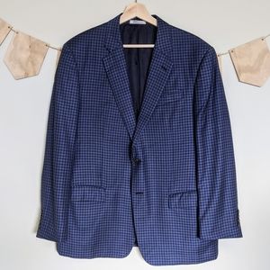 Giorgio Armani Blue Plaid Blazer G Line Super 130s